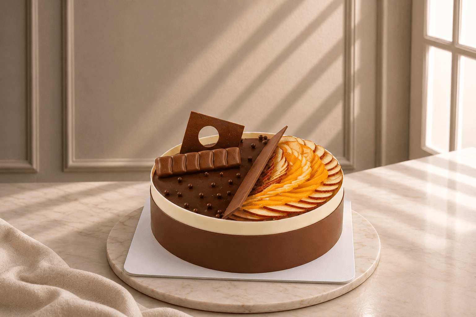 Half Chocolate Half Fruit Torte 24 cm